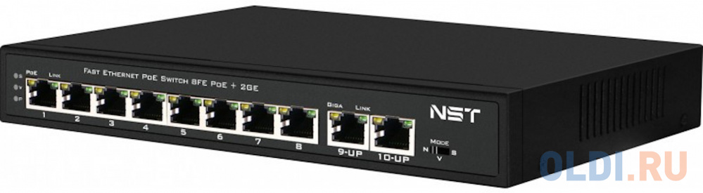 Passive PoE коммутатор Fast Ethernet на 10 портов. Порты: 8 х FE (10/100 Base-T, 52V 4,5(+) 7,8(–)) совместимы с PoE (IEEE 802.3af/at), 2 x FE (10/100 NS-SW-8F2F-P/A - фото 3