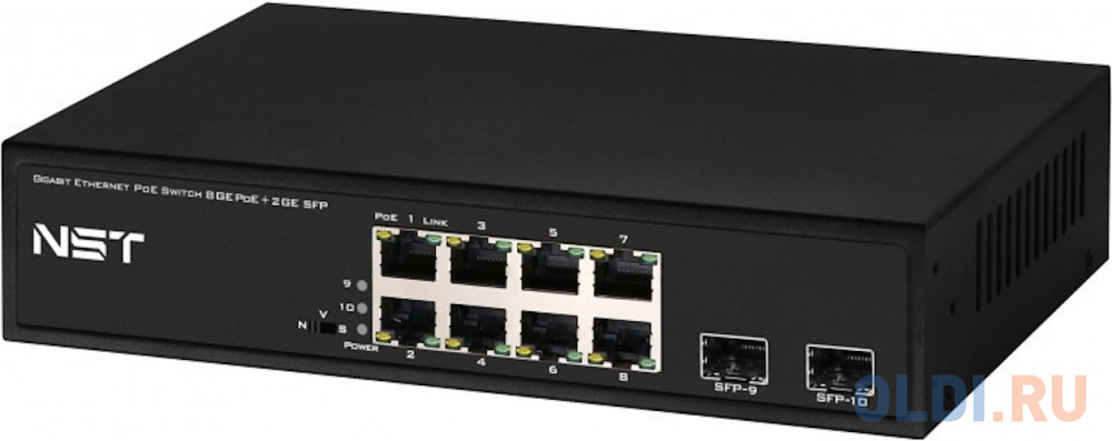 PoE коммутатор Gigabit Ethernet на 8 RJ45 + 2 SFP порта. Порты: 8 х GE (10/100/1000 Base-T) с поддержкой PoE (IEEE 802.3af/at), 2 x GE SFP (1000 Base- NS-SW-8G2G-P - фото 3