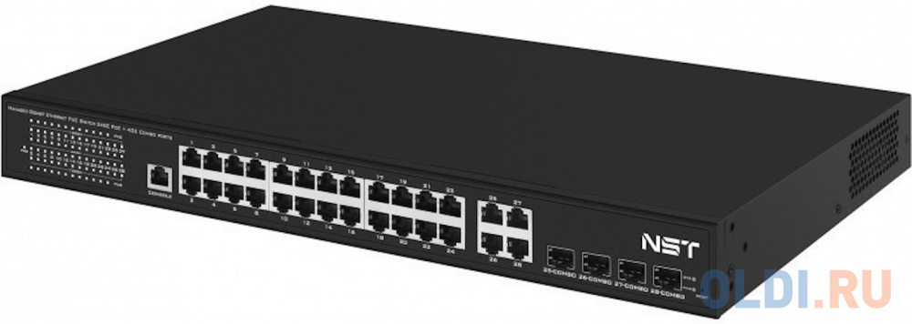 Управляемый L2 PoE коммутатор Gigabit Ethernet на 24 RJ45 PoE + 4 x GE Combo Uplink порта. Порты: 24 x GE (10/100/1000 Base-T) с поддержкой PoE (IEEE NS-SW-24G4G-PL - фото 3