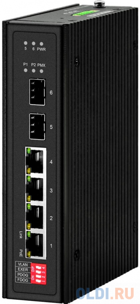 Промышленный PoE коммутатор Gigabit Ethernet на 4GE PoE + 2 GE SFP порта. Порты: 1 x GE (10/100/1000Base-T) с PoE BT (до 90W) + 3 x GE (10/100/1000Bas