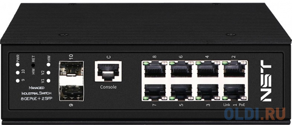 Промышленный управляемый (L2+) HiPoE коммутатор Gigabit Ethernet на 8GE PoE + 2 GE SFP порта с функцией мониторинга температуры/ влажности/ напряжения NS-SW-8G2G-PL/IM - фото 2