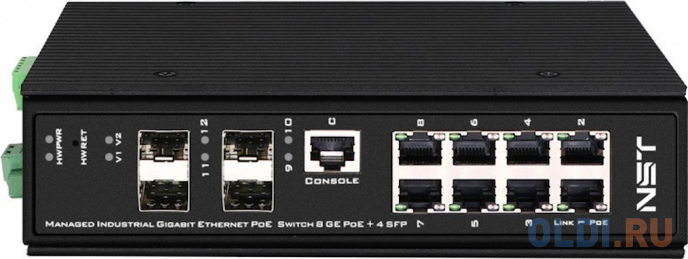 Промышленный управляемый (L2+) HiPoE коммутатор Gigabit Ethernet на 8GE PoE + 4 GE SFP порта с функцией мониторинга температуры/ влажности/ напряжения NS-SW-8G4G-PL/IM - фото 2