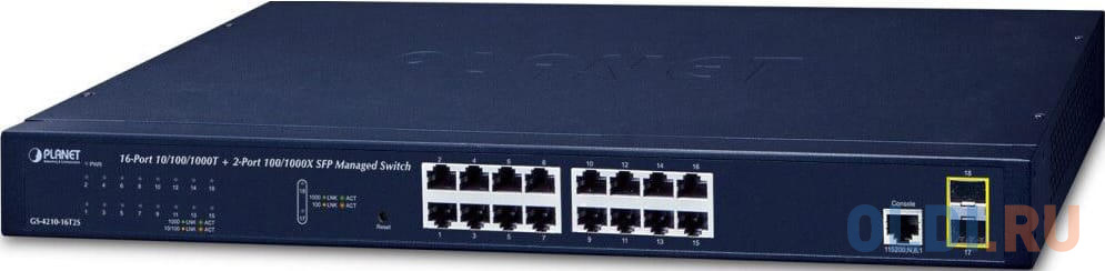 коммутатор/ PLANET IPv4/IPv6, 16-Port 10/100/1000Base-T + 2-Port 100/1000MBPS SFP L2/L4 SNMP Manageable Gigabit Ethernet Switch