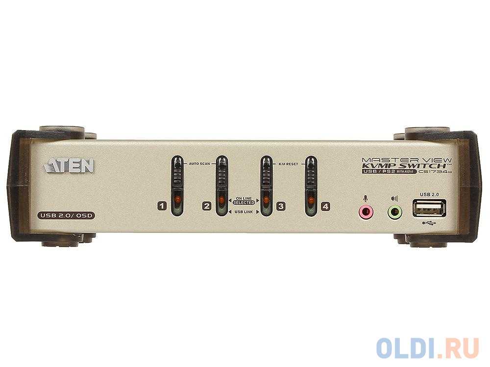 Переключатель ATEN KVM Switch CS1734B-A7-G 4 cpu PS2/USB+VGA, со шнурами USB 2х1.2м.+2х1.8м., 2048x1536, настол., исп.спец.шнуры, OSD, некаскад - фото 3