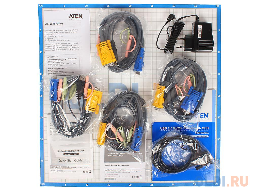 Переключатель ATEN KVM Switch CS1734B-A7-G 4 cpu PS2/USB+VGA, со шнурами USB 2х1.2м.+2х1.8м., 2048x1536, настол., исп.спец.шнуры, OSD, некаскад - фото 5