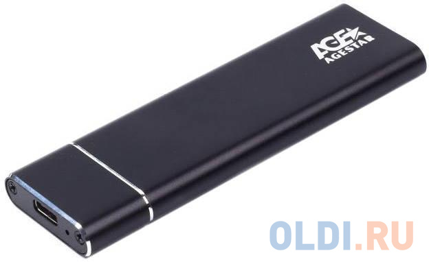 Внешний корпус SSD AgeStar 3UBNF5C m2 NGFF 2280 B-Key USB 3.0 металл черный, размер 31.5 x 8.6 x 100 мм - фото 1