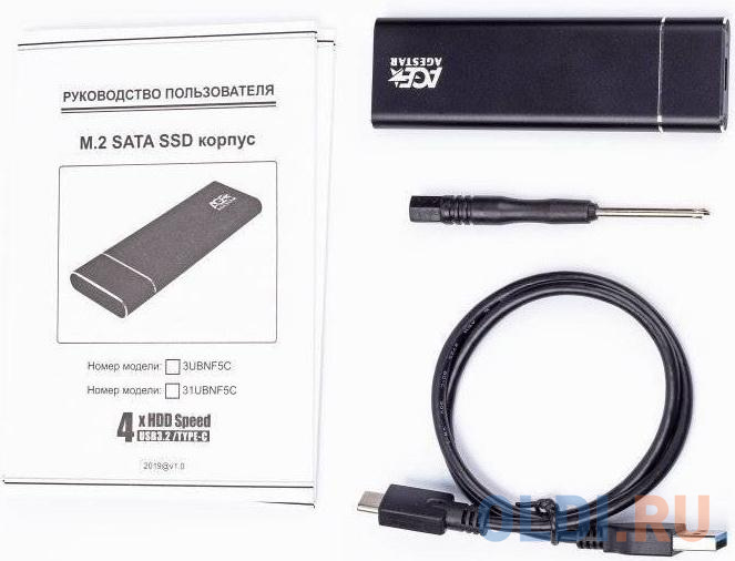 Внешний корпус SSD AgeStar 3UBNF5C m2 NGFF 2280 B-Key USB 3.0 металл черный, размер 31.5 x 8.6 x 100 мм - фото 4
