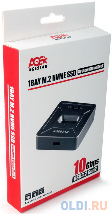 Внешний корпус SSD AgeStar 31CBNV1C NVMe USB3.2 алюминий черный M2 2280 M-key фото