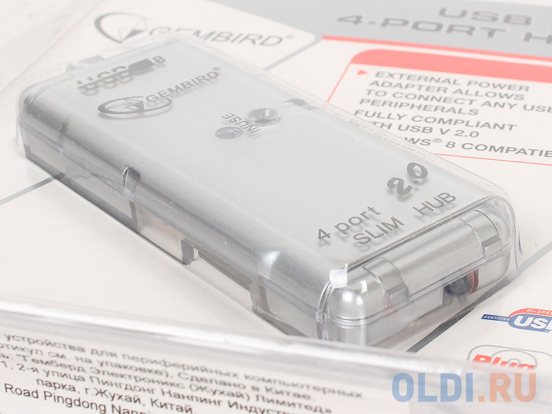 

Концентратор USB 2.0 Gembird UHB-C244, 4 порта, питание, блистер