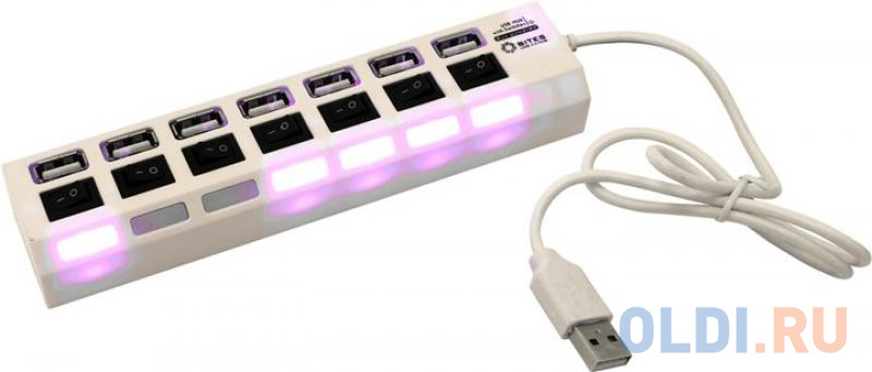 

Концентратор 5bites HB27-203PWH 7*USB2.0, блок питания 5В-2А, 1метр, белый
