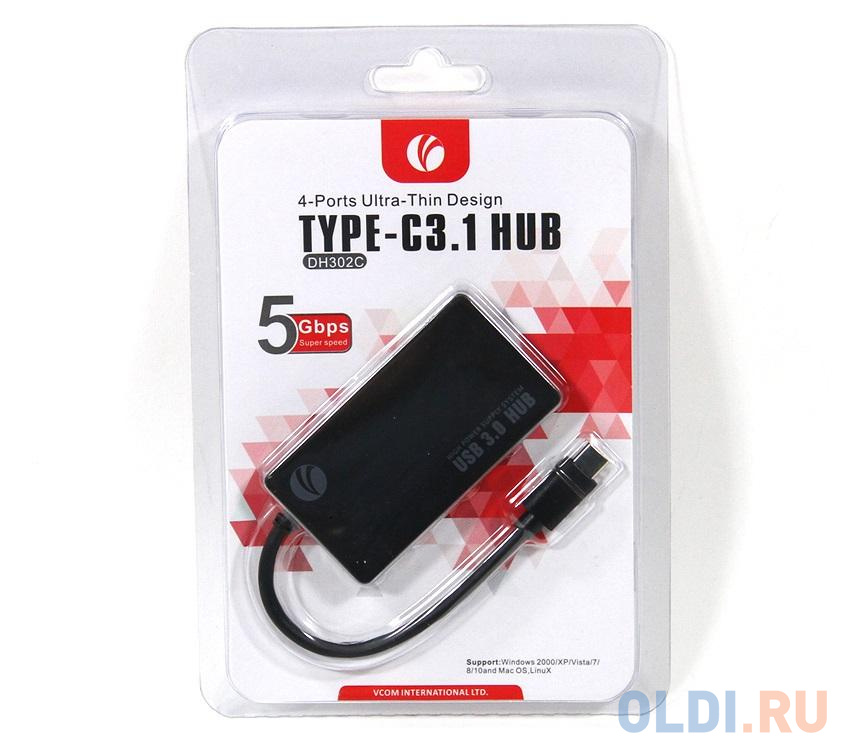 Концентратор (Хаб) USB3.1 Type-CM -- 4*USB3.0 (F) VCOM <DH302C фото