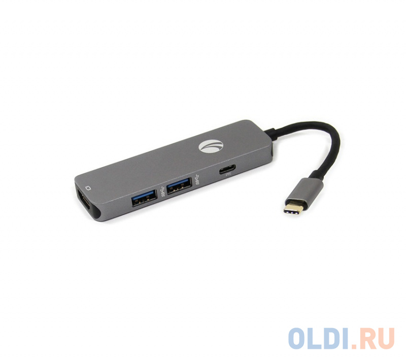 

Адаптер USB3.1 Type-CM--HDMI+2*USB3.0+PD charging docking space, металлический корпус, VCOM CU429M