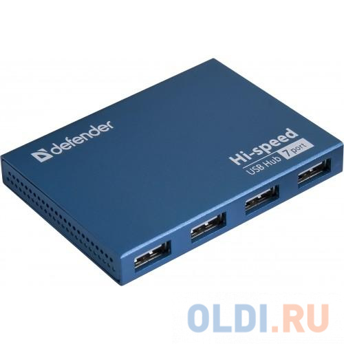 Концентратор USB 2.0 Defender SEPTIMA SLIM (7 портов, БП 2A) концентратор cbr ch 310   активный 10 портов usb 2 0 220в