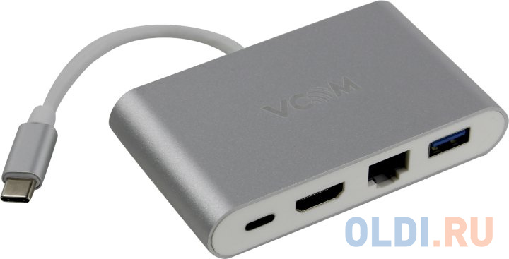 Кабель-адаптер USB3.1 Type-CM--HDMI+USB3.0+RJ45+PD charging VCOM CU455