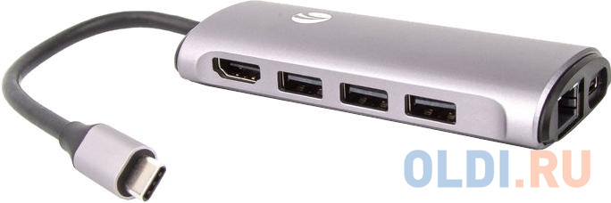 

Кабель-адаптер USB3.1 Type-CM--HDMI 4K*60Hz +3USB3.0+RJ45+TF+SD+PD charging VCOM CU463