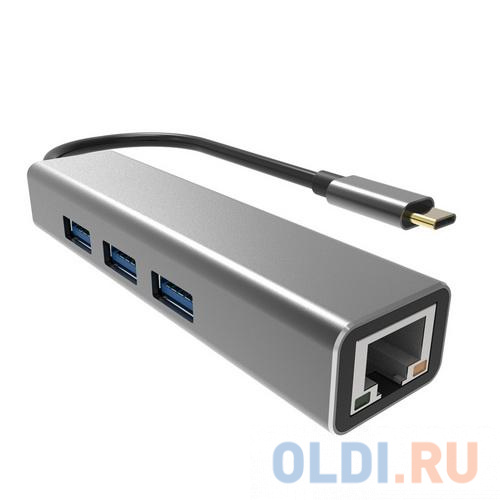 Кабель-концентратор USB 3.1 Type-Cm -- RJ-45+3port USB3.0(f)  Aluminum Shell VCOM  DH311A