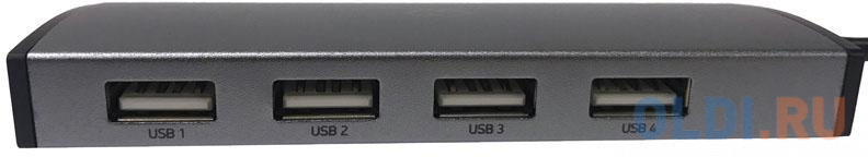 Разветвитель USB Type-C Digma HUB-4U2.0-UC-DS 4 x USB 2.0 серый разветвитель usb c digma hub 4u2 0 uc ds 4порт серебристый hub 4u2 0 uc ds