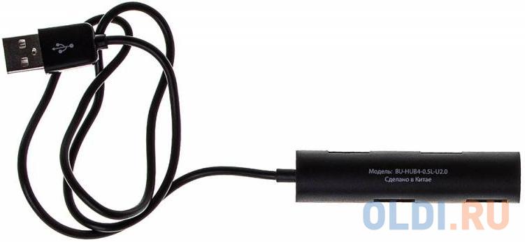 Концентратор USB 2.0 BURO BU-HUB4-0.5R-U2.0 4 x USB 2.0 черный от OLDI