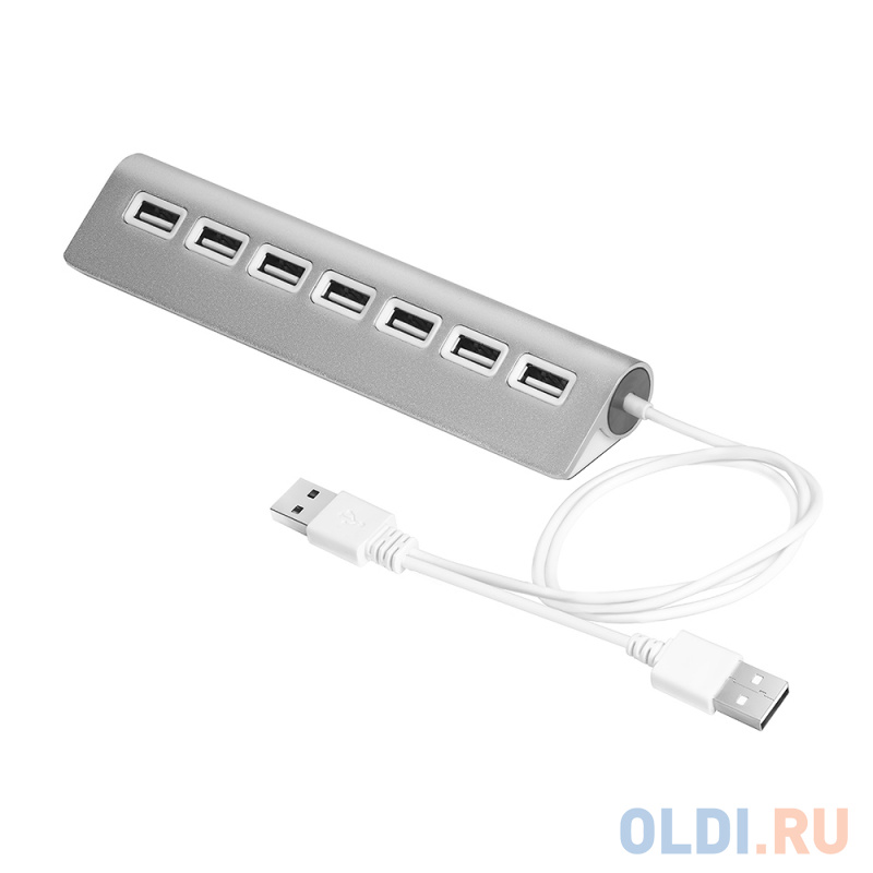

Greenconnect USB 2.0 Разветвитель GCR-UH227S на 7 портов 0,5m+доп питание , silver