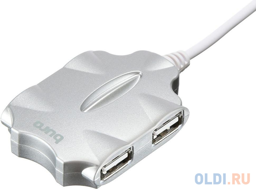 Разветвитель USB 2.0 Buro BU-HUB4-0.5-U2.0-Candy 4порт. серебристый от OLDI