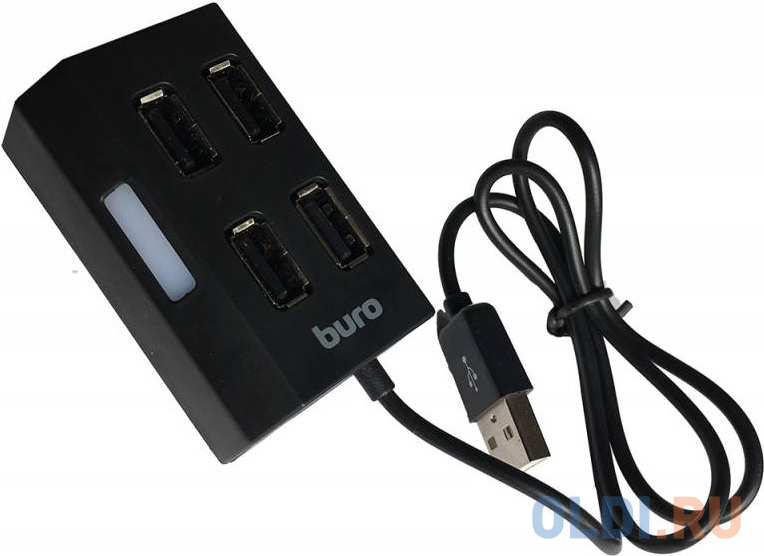 Концентратор USB 2.0 BURO BU-HUB4-U2.0 4 x USB 2.0 черный Вид№2