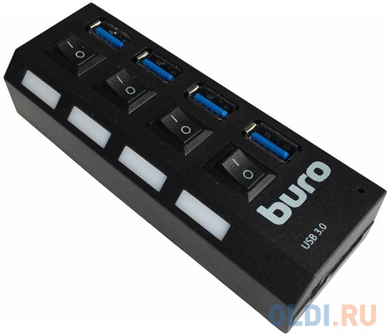 Концентратор USB 3.0 BURO BU-HUB4-U3.0-L 4 х USB 3.0 черный разветвитель usb buro bu hub4 0 5 u2 0 candy 4порт серебристый