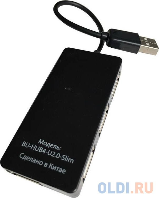 Концентратор USB 2.0 BURO BU-HUB4-U2.0-SLIM 4 порта 4 x USB 2.0 черный от OLDI