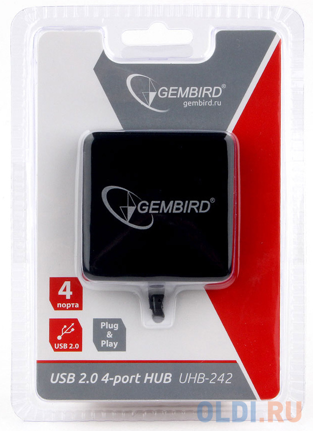 USB hub USB 2.0 Gembird UHB-242 4 x USB 2.0 черный от OLDI