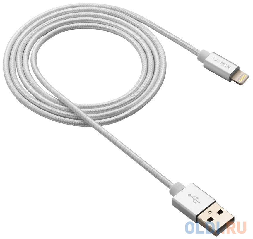 Кабель CANYON Charge & Sync MFI braided cable with metalic shell, USB to lightning, certified by Apple, cable length 1m, OD2.8mm, Pearl White glynna kaye a canyon springs courtship