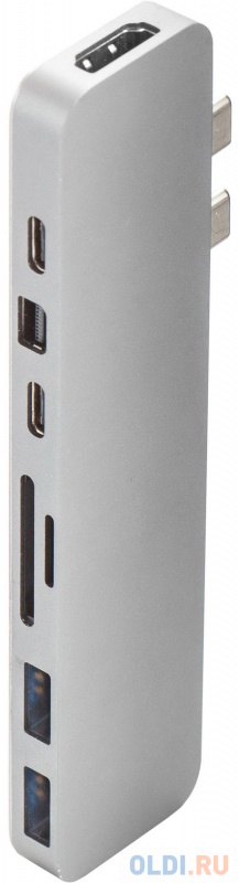 

Концентратор USB Type-C HyperDrive GN28D 2 х USB 3.0 HDMI microSD SD серебристый