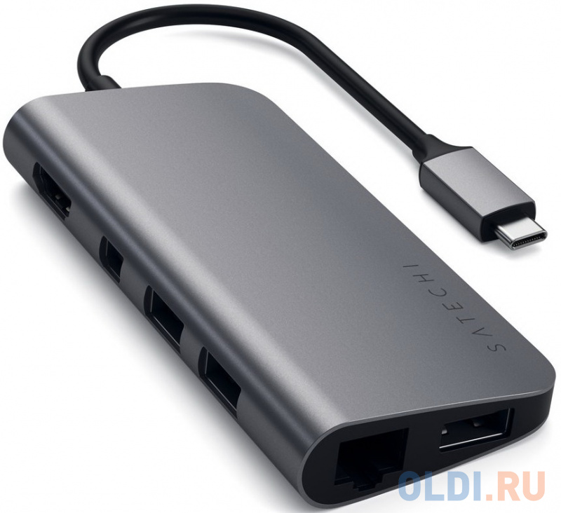 

Адаптер USB Type-C Satechi ST-TCMM8PAM 3 х USB 3.0 1 Ethernet HDMI USB Type-C microSD SD серый