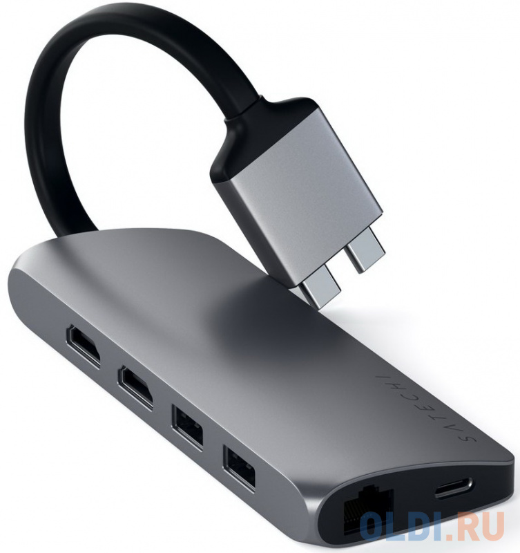 

Адаптер USB Type-C Satechi ST-TCDMMAM 2 х USB 3.0 1 Ethernet HDMI USB Type-C microSD SD серый