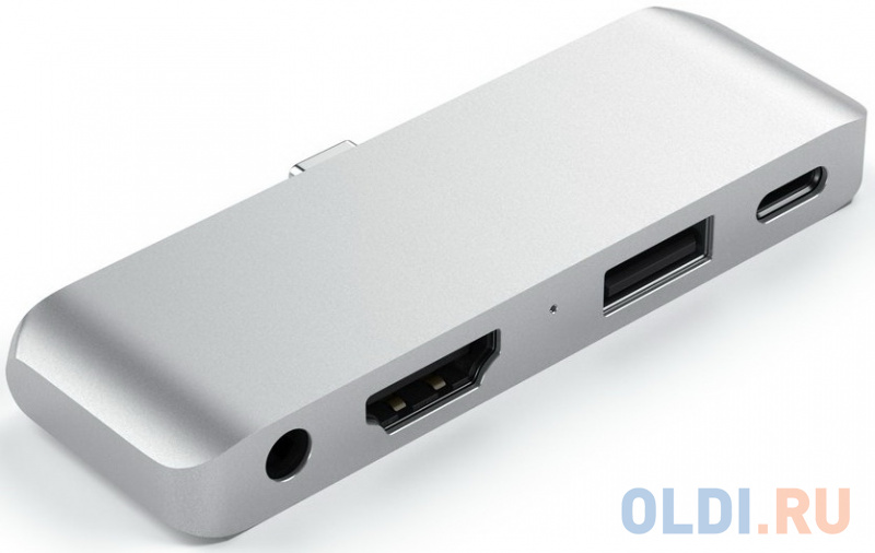

Адаптер Satechi Aluminum Type-C Mobile Pro Hub Adapter для new iPad Pro с разъемом Type-C и других планшетов с разъемом Type-C. Цвет серебряный.