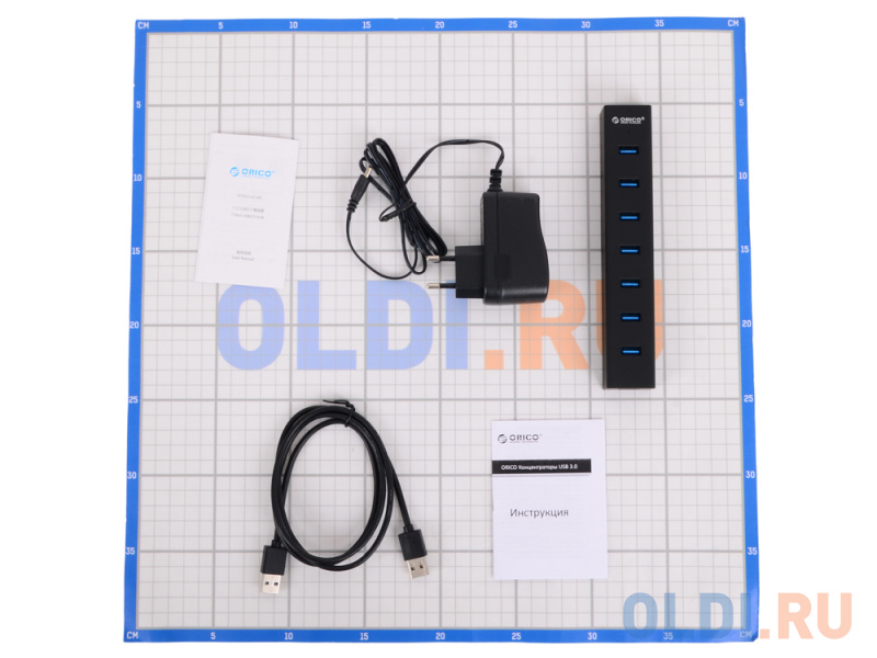 

Концентратор USB Orico H7013-U3 (черный) USB 3.0 x 7, адаптер питания