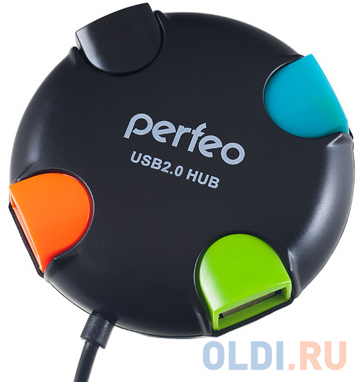 Perfeo USB-HUB 4 Port, (PF-VI-H020 Black) чёрный будильник perfeo luminous чёрный зелёный