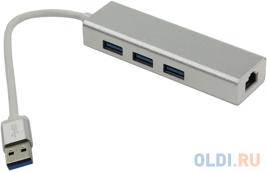 Greenconnect USB 3.0 Разветвитель на 3 порта + 10/100Mbps Ethernet Network metall удлинитель ethernet osnovo tr ip2 на 2 порта до 3000м