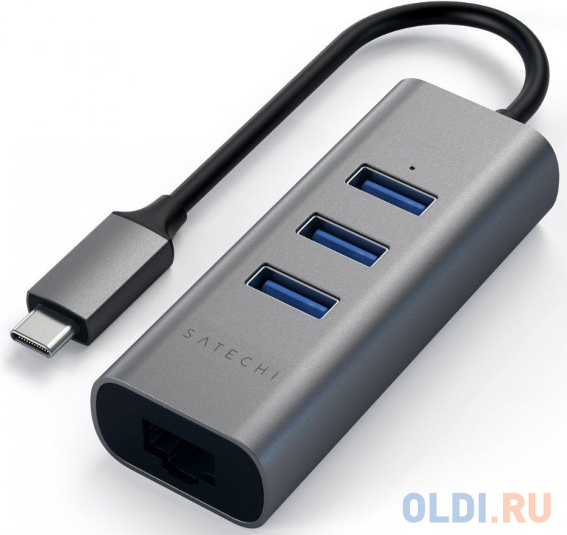 

Концентратор USB Type-C Satechi ST-TC2N1USB31AM 3 х USB 3.0 RJ-45 серый