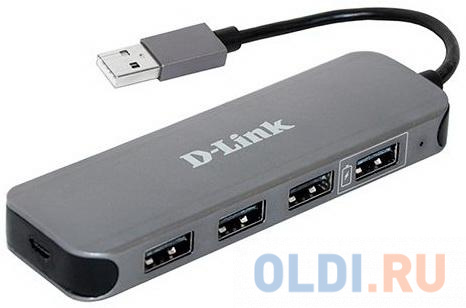 Разветвитель USB 2.0 D-Link DUB-H4 4 x USB 2.0 microUSB черный разветвитель usb c digma hub 4u2 0 uc ds 4порт серебристый hub 4u2 0 uc ds