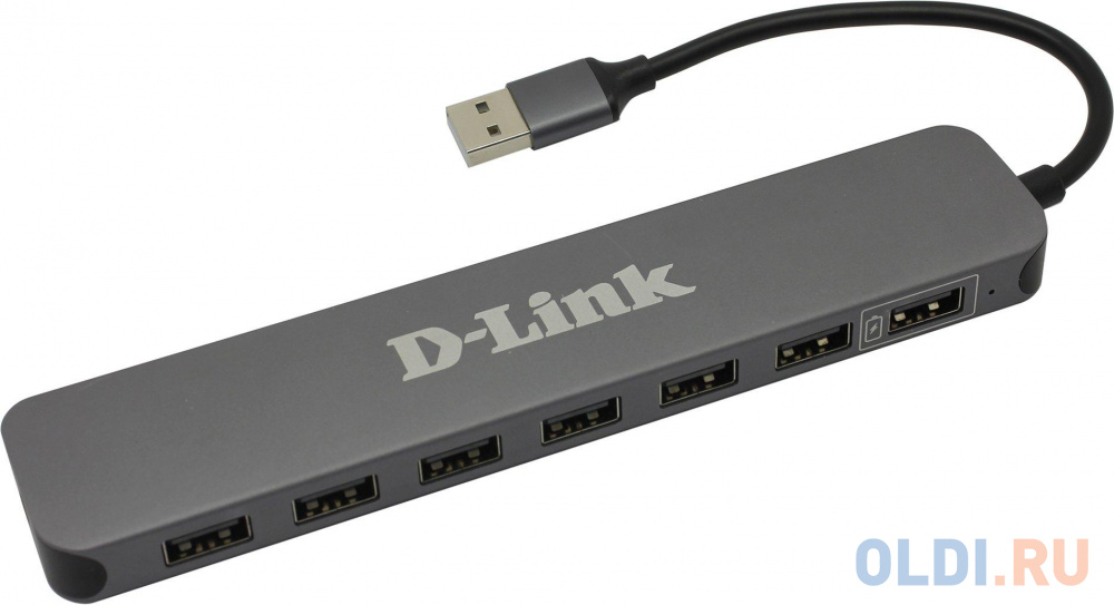 Концентратор USB 2.0 D-Link DUB-H7 7 x USB 2.0 серебристый черный