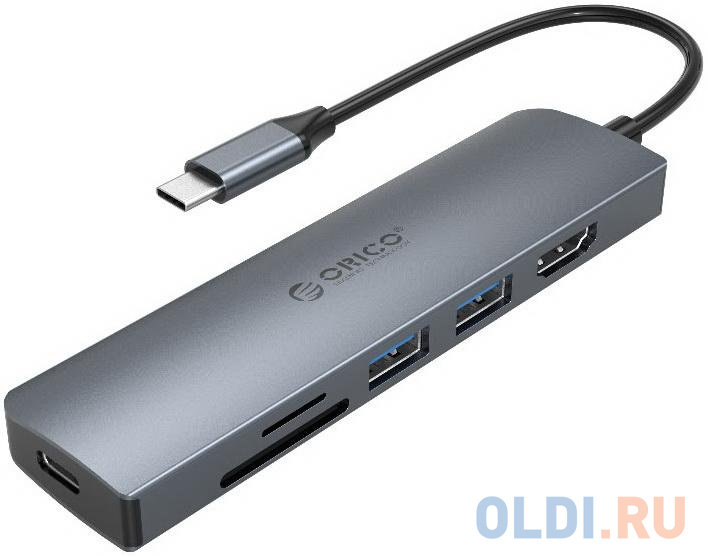 Концентратор USB Type-C Orico MC-U601P Power Delivery 2 х USB 3.0 SD HDMI USB Type-C серый