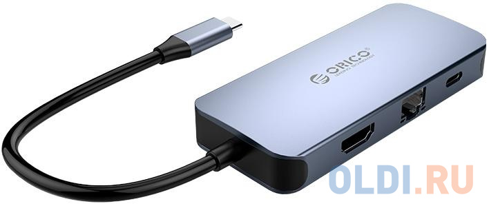 Концентратор USB Type-C Orico MC-U602P HDMI 3 х USB 3.0 RJ-45 Power Delivery USB Type-C серый