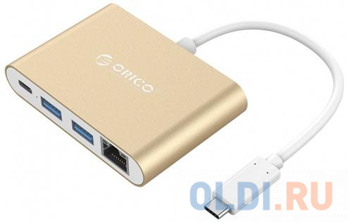 

Концентратор USB 3.0 Orico RCR2A RJ-45 USB Type-C USB A USB 3.1 золотой