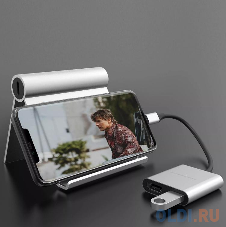 

USB-хаб Hyper HyperDrive 4K HDMI 3-in-1 Hub для Macbook и других устройств с портом Type-C. Порты: 4K/30Hz HDMI, USB-C Power Delivery, USB-A. Цвет сер