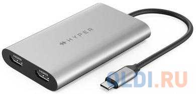 

Концентратор USB Type-C HyperDrive Drive Dual USB Type-C 2 x HDMI серый HDM1