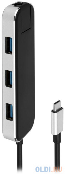 Разветвитель USB Type-C Rombica Chronos RJ-45 USB Type-C 3 х USB 3.0 черный, размер 1,3 х 28 х 3,6 см