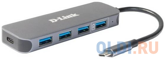 Концентратор USB Type-C D-Link DUB-2340/A1A 4 х USB 3.0 USB Type-C серый концентратор vention otg usb 2 0 usb 3 0 на 4 порта 1м