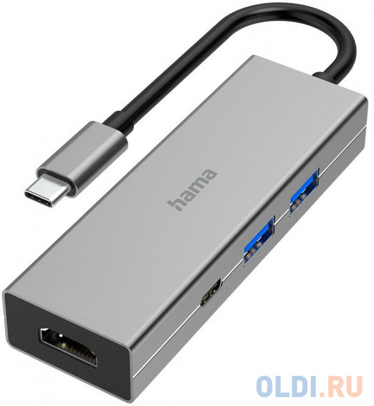 

Разветвитель USB Type-C HAMA H-200107 2 х USB 2.0 HDMI USB Type-C серый