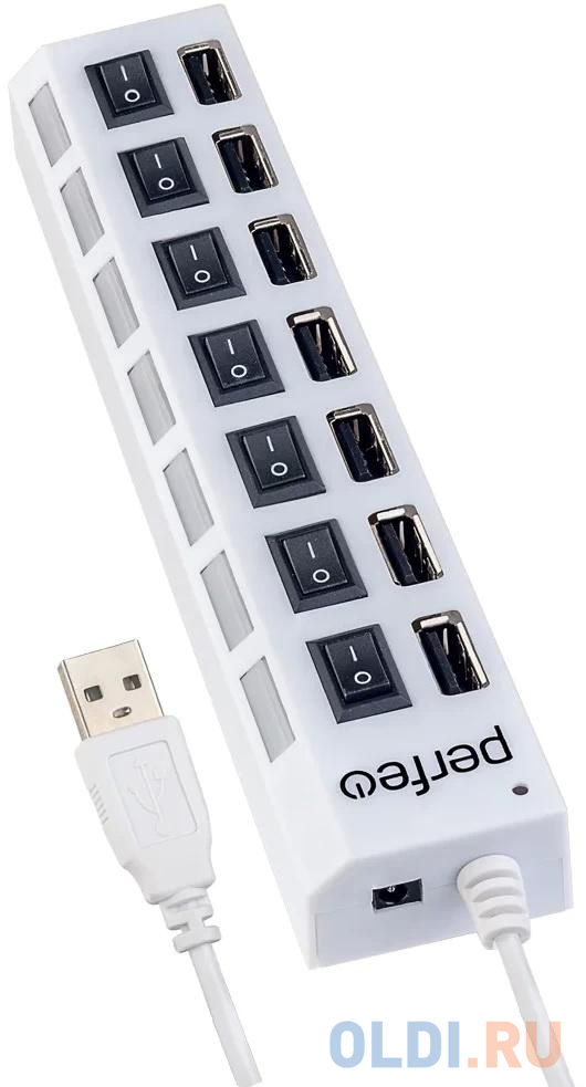 Концентратор USB 2.0 Perfeo PF_C3224 7 x USB 2.0 белый концентратор usb 3 0 2 0 ginzzu gr 314ub 4 порта 1xusb3 0 3xusb2 0