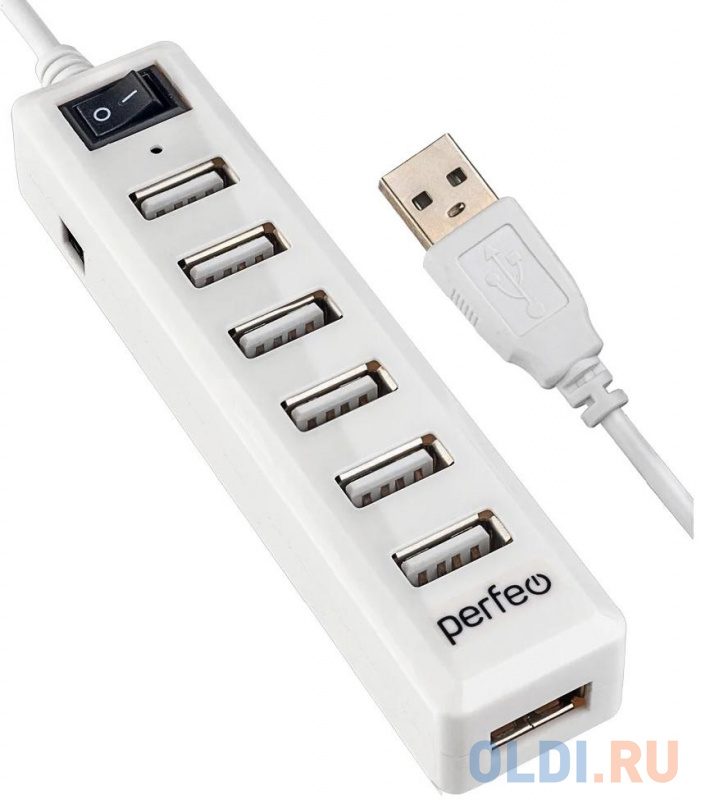 

Концентратор USB 2.0 Perfeo PF-H034 7 x USB 2.0 белый