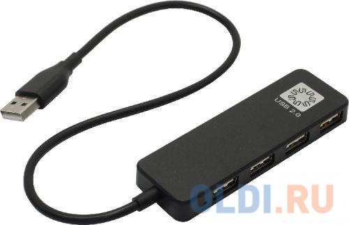 Концентратор USB 2.0 5bites HB24-209BK 4 x USB 2.0 черный концентратор 4 х портовый usb 3 0 2 0 ginzzu gr 339ub 1 порт usb 3 0 3 порта usb 2 0 интерфейсный кабель usb3 0 30 см упаковка блистер